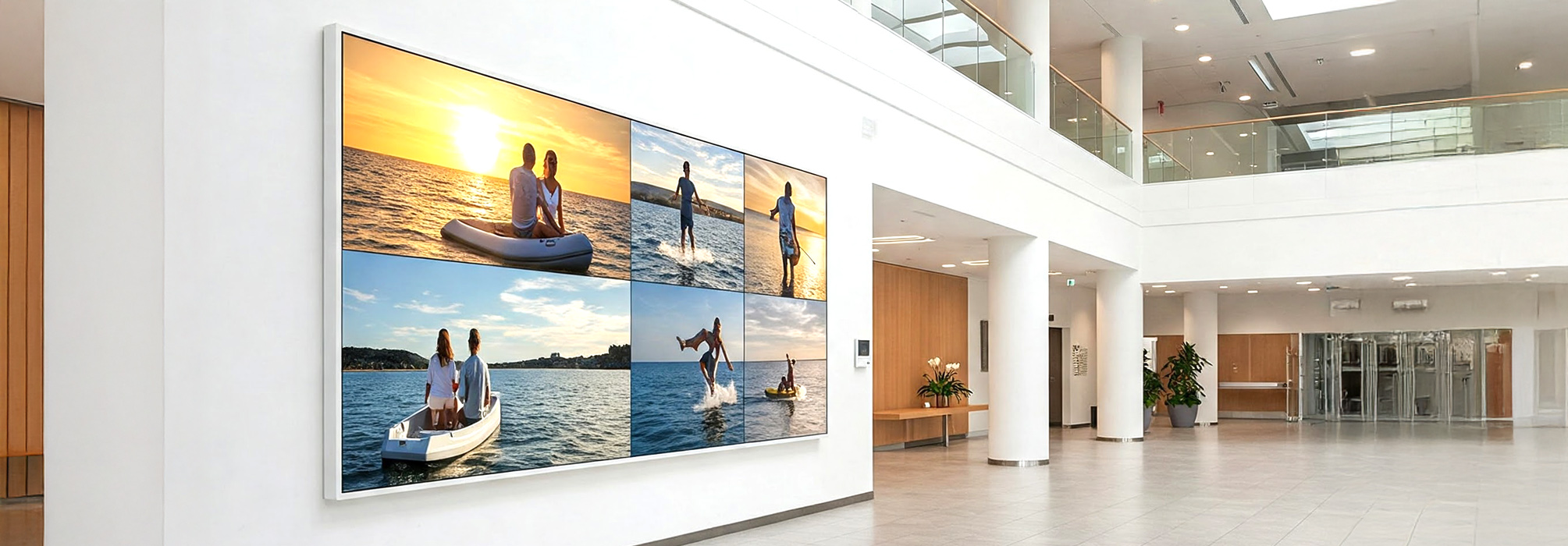 timesave Lounge mit LED Videowall an der Hauptwand